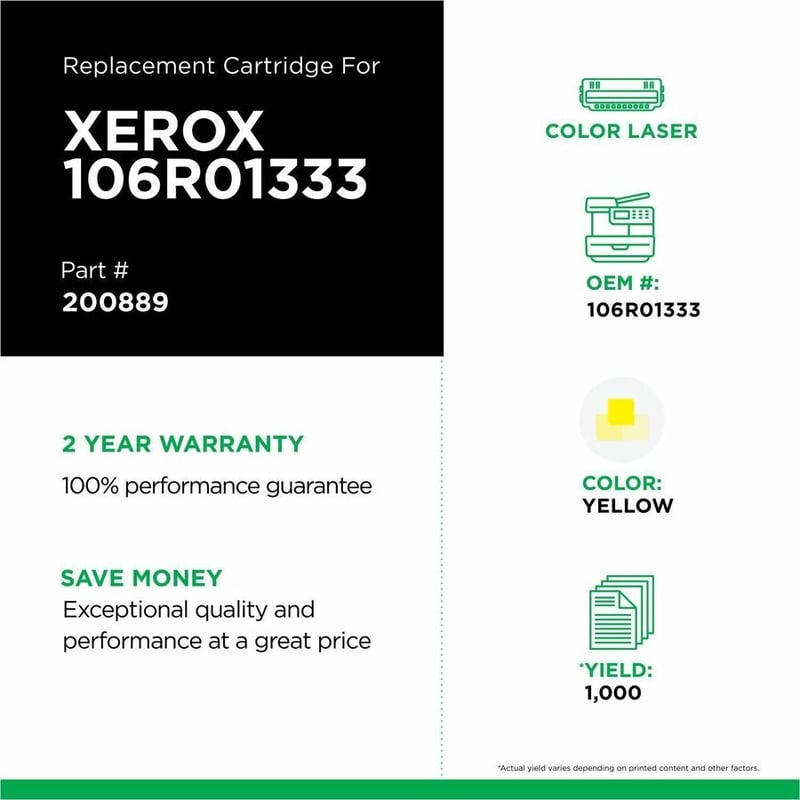Clover Imaging Non-OEM New Yellow Toner Cartridge for Xerox 106R01333 - Thumbnail 2