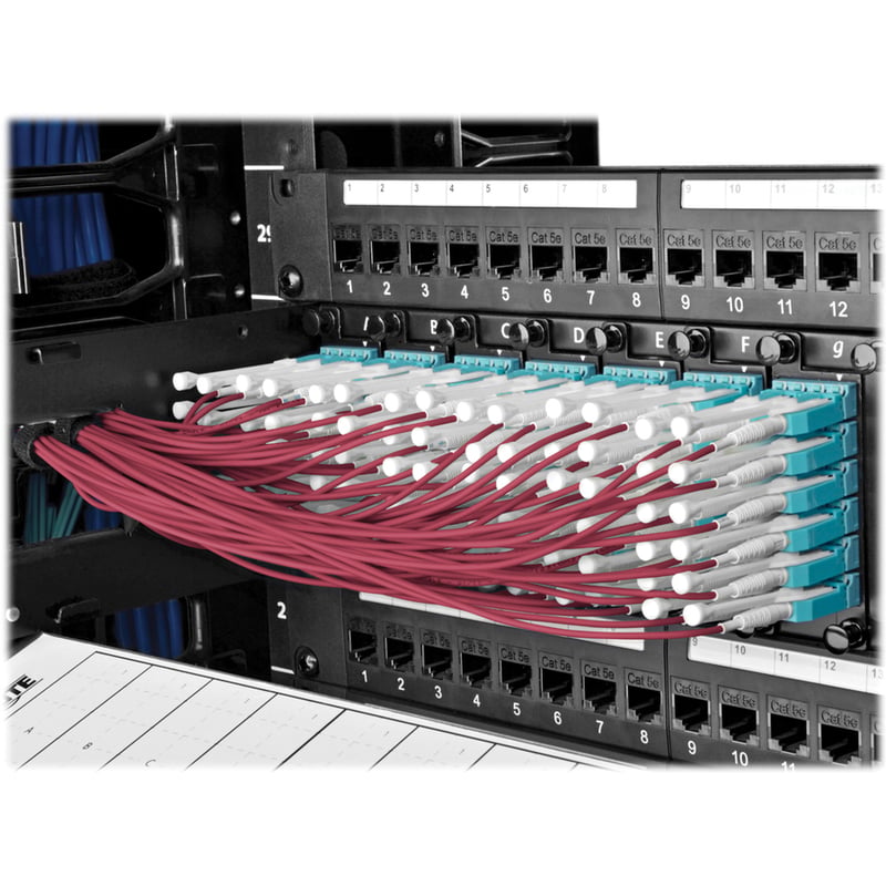 Eaton Tripp Lite Series 40G MTP/MPO to 4xLC Fan-Out OM4 Plenum-Rated Fiber Optic Cable, 40GBASE-SR4, Push/Pull Tabs, Magenta, 2 m - Thumbnail 2