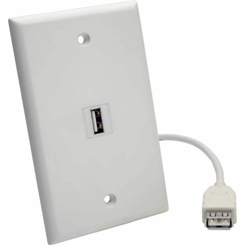 Eaton Tripp Lite Series USB 2.0 All-in-One Keystone/Panel Mount Coupler Cable (F/F), Angled Connector, White, 1 ft. (0.31 m) - Thumbnail 3