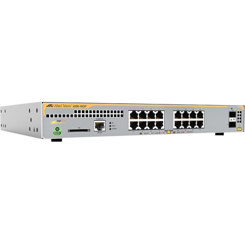Allied Telesis L3 Switch with 16 x 10/100/1000T PoE Ports and 2 x 100/1000X SFP Ports - Thumbnail 1
