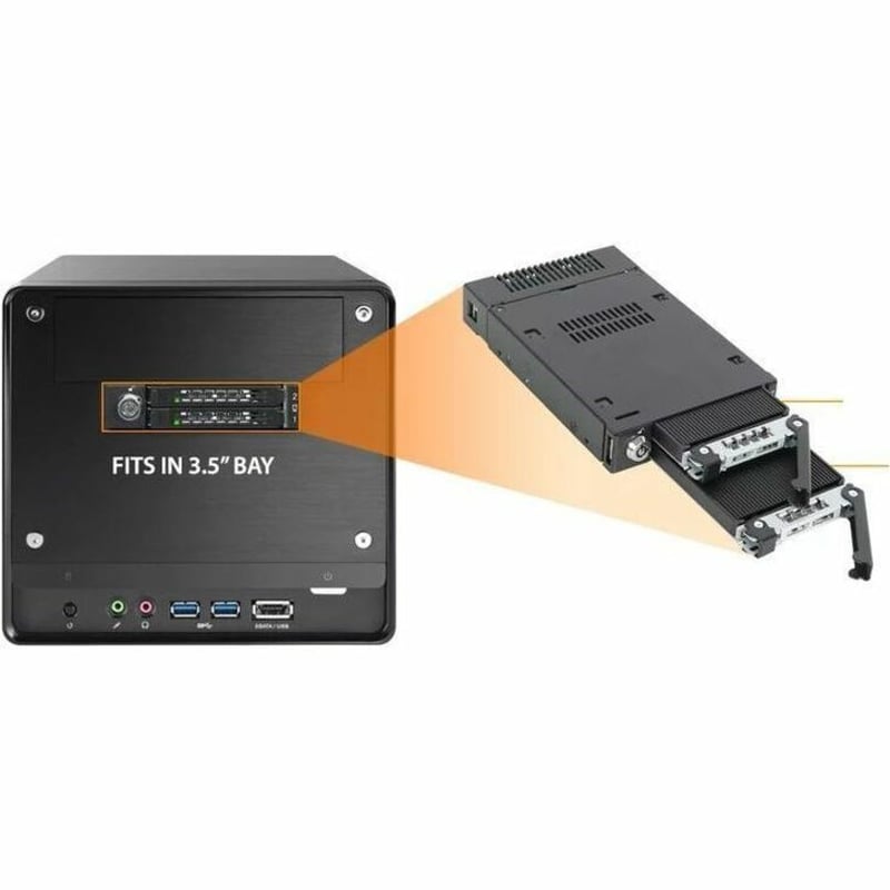 Icy Dock ToughArmor MB834MK-B V2 Drive Enclosure for 3.5" M.2, PCI Express NVMe 4.0 - SFF-8654 SlimSAS Host Interface Internal - Black - Thumbnail 3