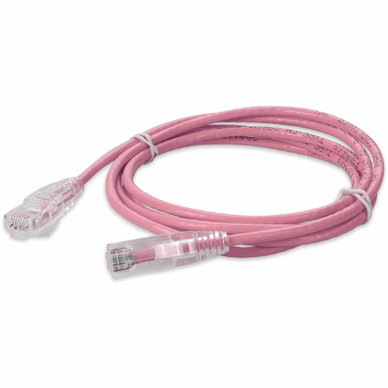 AddOn 1ft Pink CAT 6A Slim PVC Ethernet Cable Snagless Clear-Claw RJ-45 M/M - Thumbnail 1
