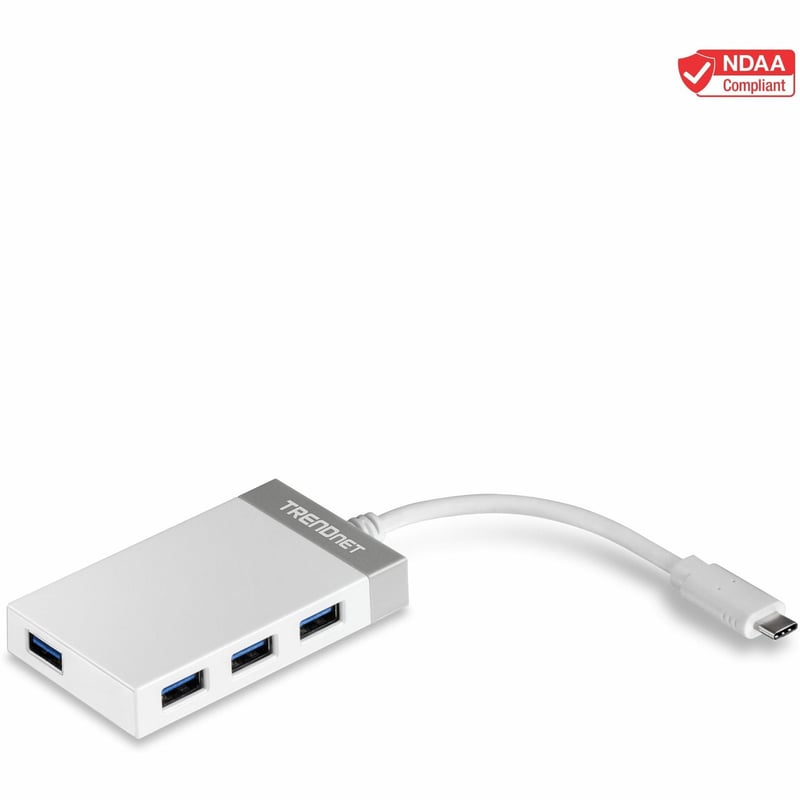 TRENDnet 4-Port USB 3.0 Compact Mini Hub with Built in USB 3.0 Cable, Plug & Play, Compatible with: Linux, Windows, Mac, Nintendo Switch, Backwards Compatible with USB 2.0, TU3-H4E - Thumbnail 1