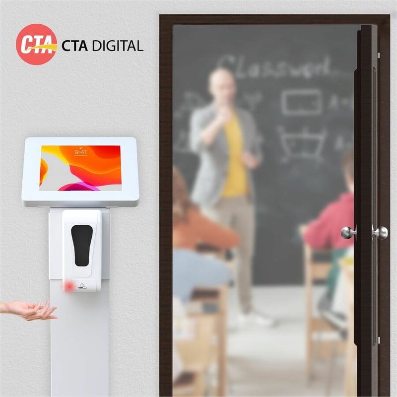 CTA Digital Premium Locking Floor Stand Kiosk with Automatic Soap Dispenser (White) - Thumbnail 3