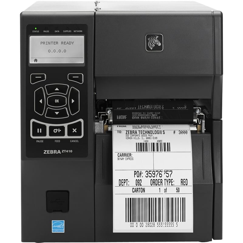 Zebra ZT410 Industrial Direct Thermal/Thermal Transfer Printer - Monochrome - Label Print - USB - Serial - Bluetooth