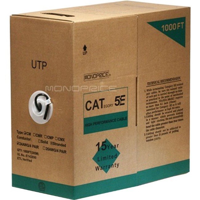 CAT5E UTP STRANDED (CM)1000FT - BLACK - Thumbnail 1