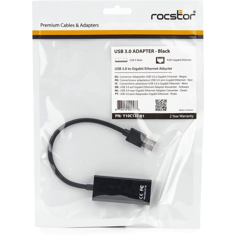 Rocstor Premium USB 3.0 to Gigabit Ethernet NIC Network Adapter - Thumbnail 5