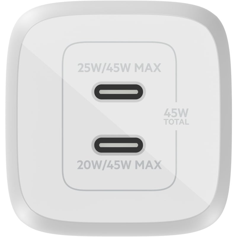 Belkin BoostCharge Pro Dual USB-C GaN Wall Charger with PPS 45W Laptop Chromebook Charging - Power Adapter - Thumbnail 4