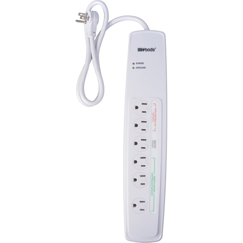 Woods 6-Outlet Surge Strip With 3' Cord, 1780 Joules