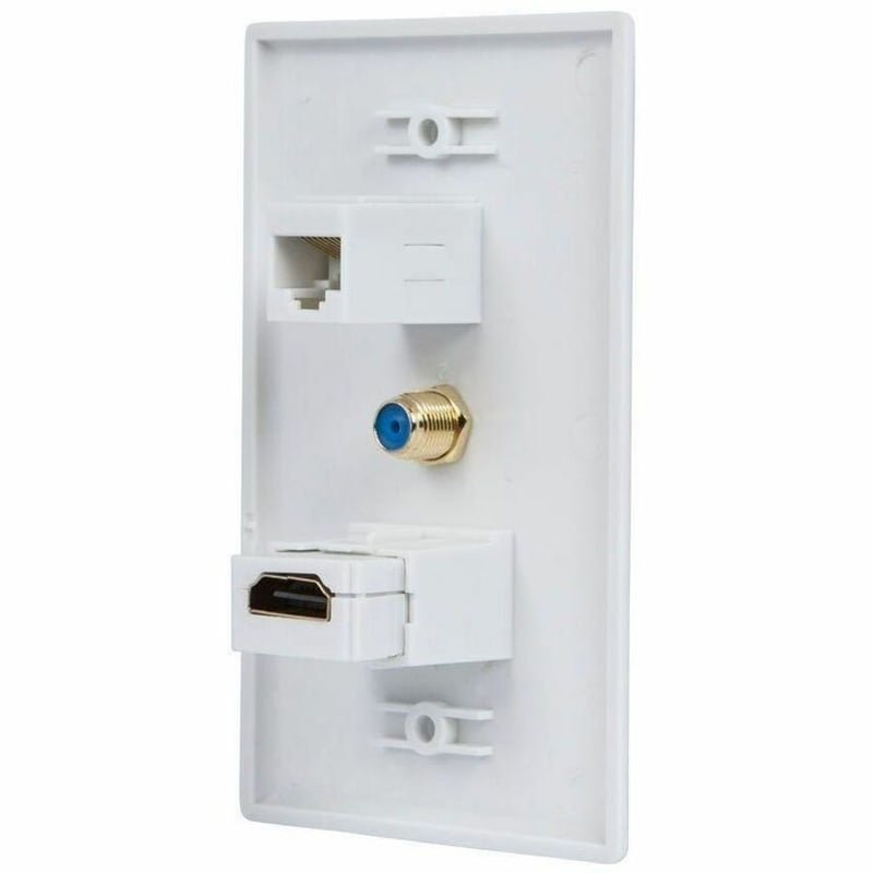 MONOPRICE RECESSED HDMI WALL PLATE_ WITH 1 HDMI F/F ADAPTER_ 1RJ45 CAT5E COUPLER - Thumbnail 2