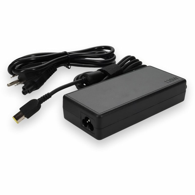 Lenovo 4X20E50558 Compatible 135W 20V at 6.75A Black Slim Tip Laptop Power Adapter and Cable - Thumbnail 1