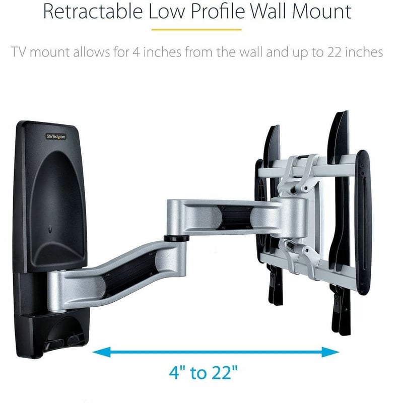 StarTech.com Articulating TV Wall Mount, VESA Wall Mount TV Bracket for 65 inch/99lb/Curved TVs, Corner Adjustable Low Profile Wall Mount - Thumbnail 5
