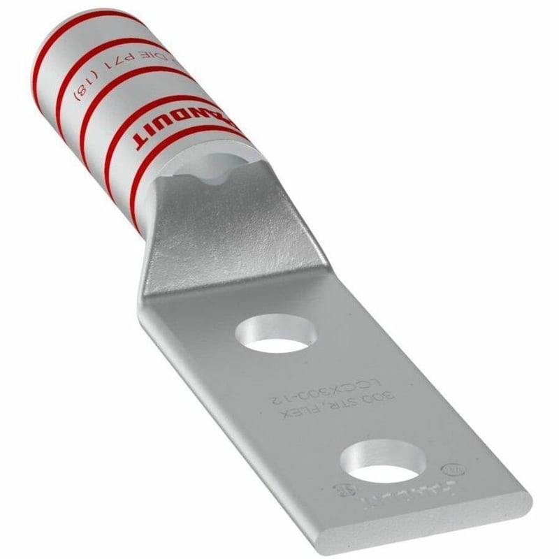 Panduit Pan-Lug LCCX300-12-6 Comp. Lug, Flex, 300, Tin Plt Copper, Strt, Two 1/2" Stud - Thumbnail 1