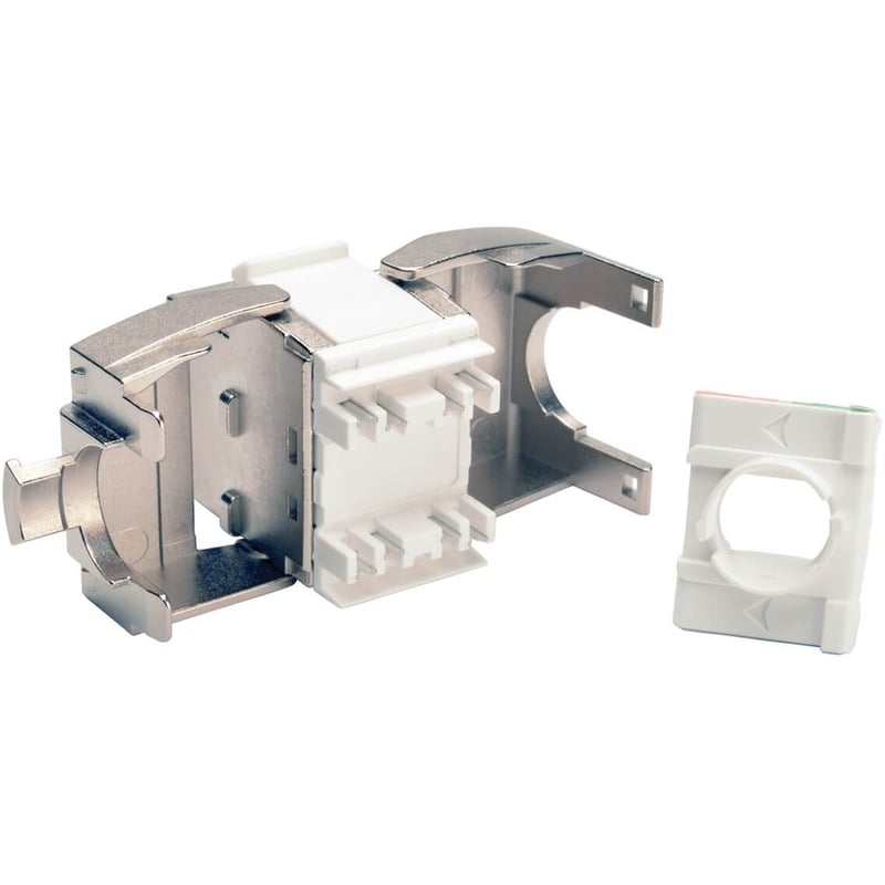 Tripp Lite by Eaton Toolless Shielded Cat6a Keystone Jack PoE/PoE+ Compliant Shuttered - Silver TAA - Thumbnail 2