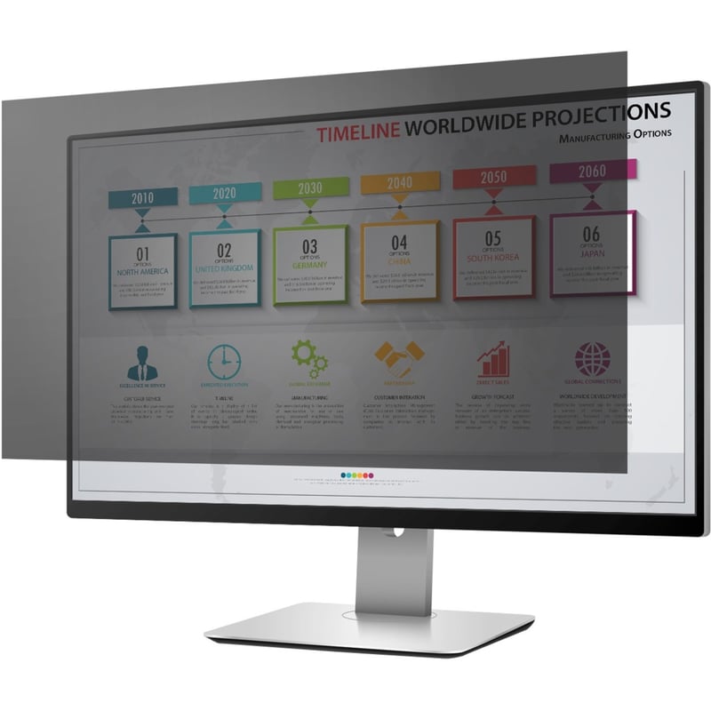 Rocstor PrivacyView Premium Privacy Filter for 24 Widescreen Monitor - For 24" Monitor / Display - 16:10 Aspect Ratio - Glossy / Matte - Unframed - TAA Compliant - Black