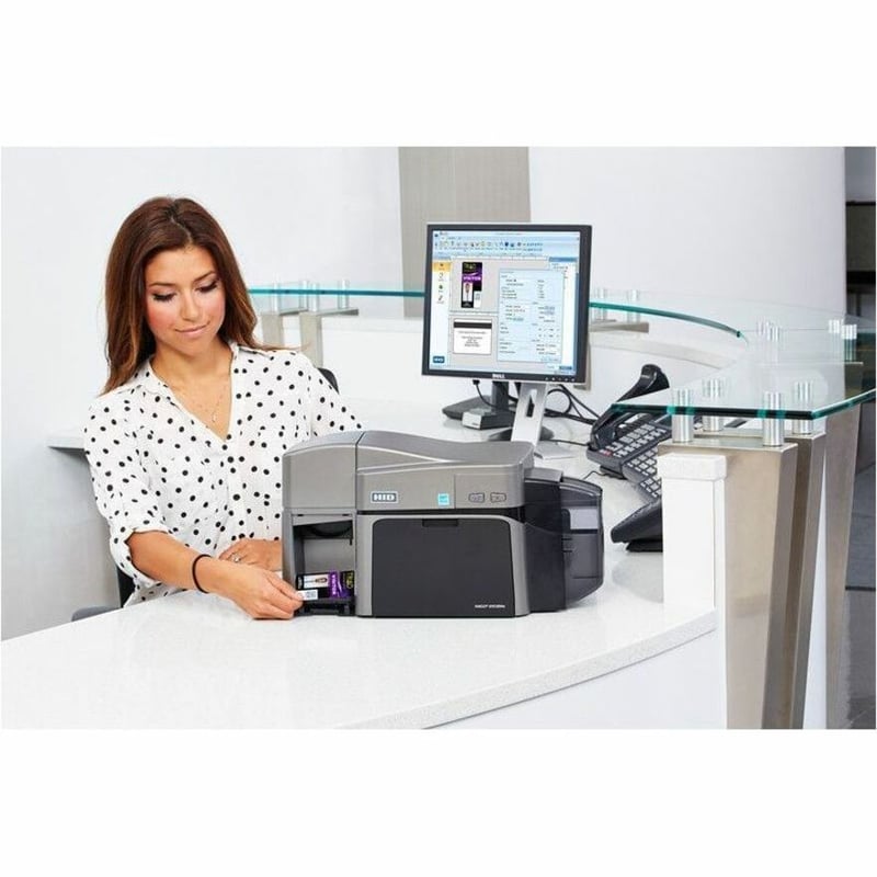 Fargo DTC1250e Single Sided Desktop Dye Sublimation/Thermal Transfer Printer - Color - Card Print - USB - Thumbnail 5