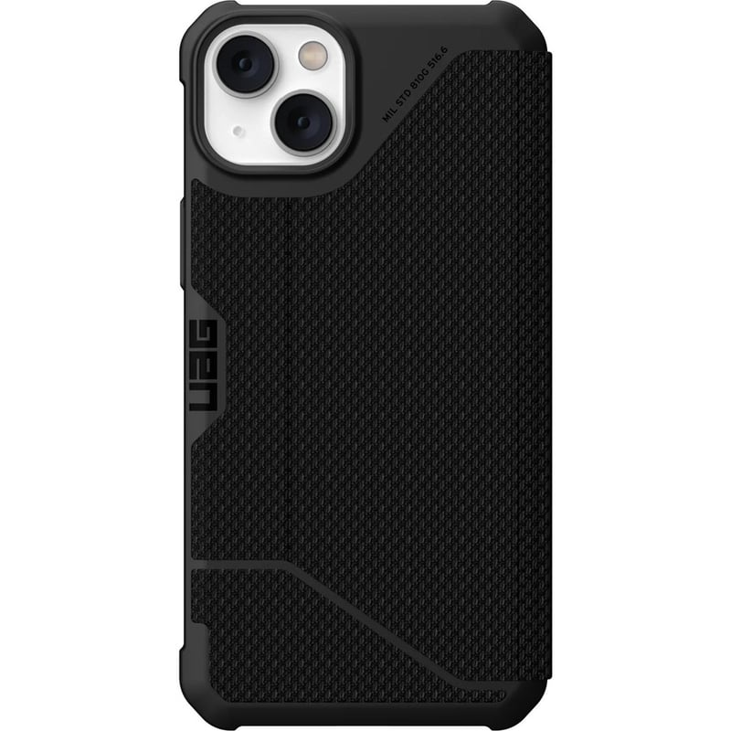 Urban Armor Gear Metropolis Carrying Case (Folio) Apple iPhone 14 Plus Smartphone, Card - Kevlar Black - Thumbnail 2