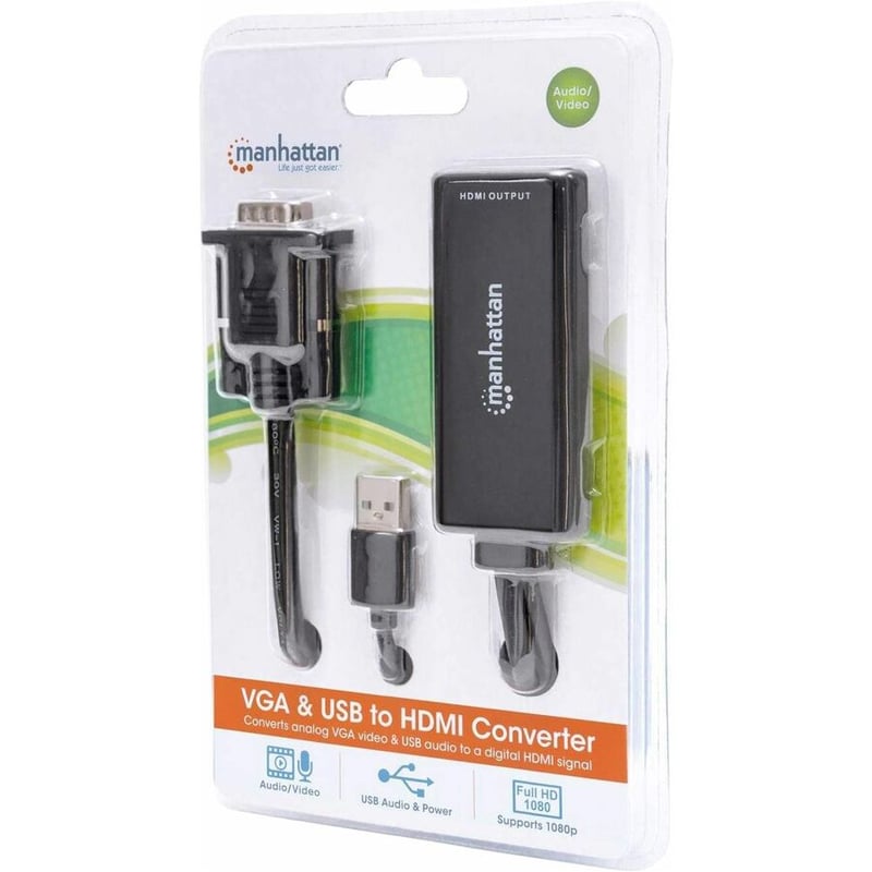 MANHATTAN VGA AND USB TO HDMI CONVERTER CONVERTS ANALOG VGA VIDEO AND USB AUDIO - Thumbnail 2