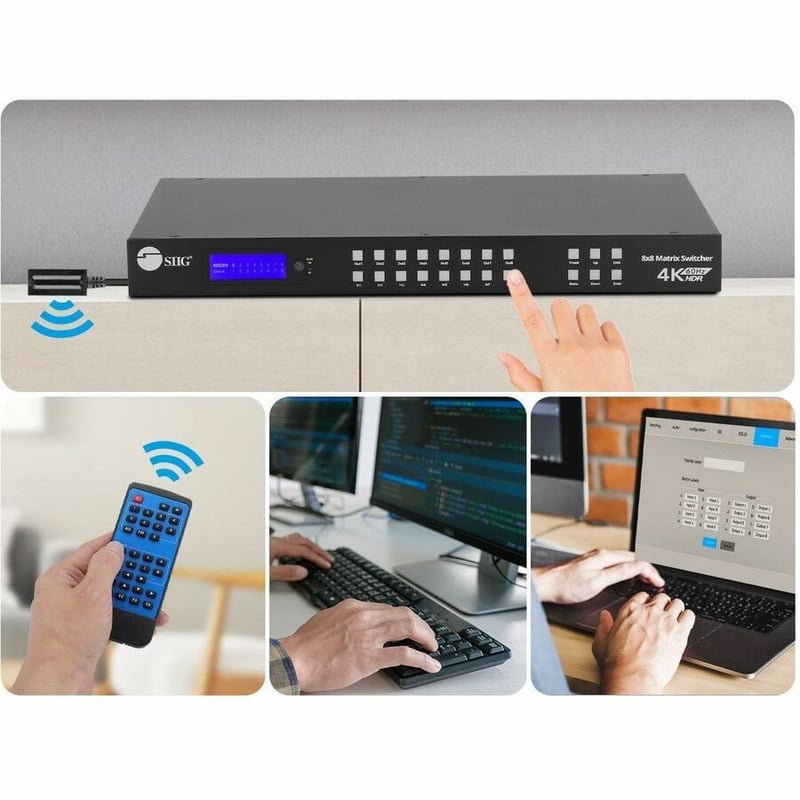 SIIG 8x8 HDMI 4K60Hz Matrix Switcher with LCD - 18Gbps- Downscaling- EDID Management - ARC- Audio Embedded/Extraction - Thumbnail 5