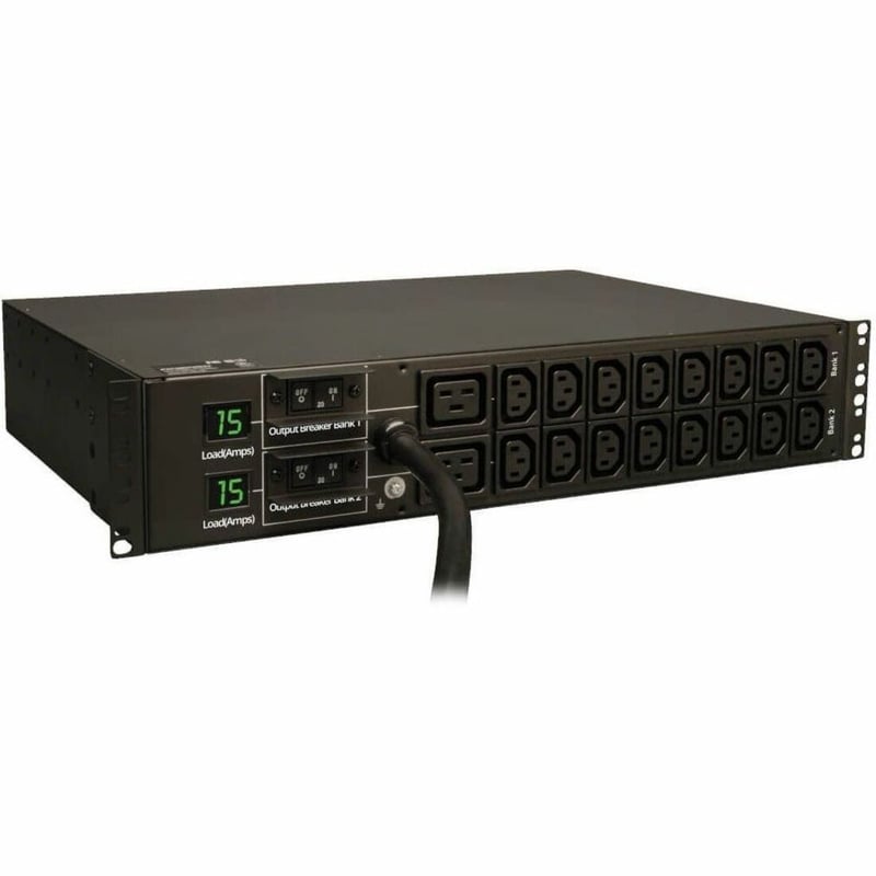 Tripp Lite by Eaton PDU 5.5kW Single-Phase Local Metered PDU 208/230V Outlets (16 C13 & 2 C19) L6-30P 12 ft. (3.66 m) Cord 2U Rack-Mount TAA - Thumbnail 1