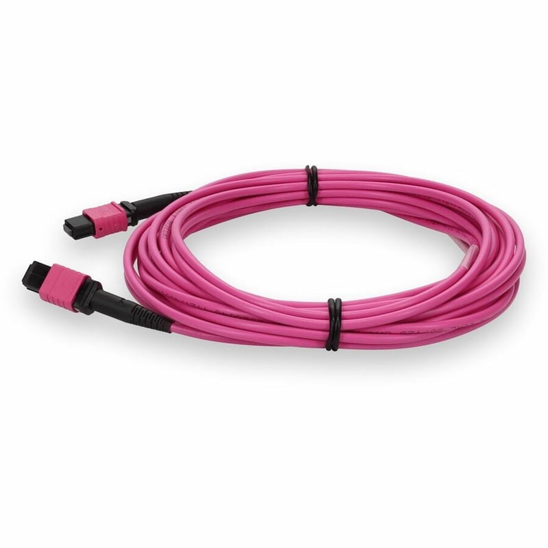 AddOn 8m MPO/UPC to MPO/UPC Magenta OM4 OFNR (Riser-Rated) 12-Strand Fiber Patch Cable - Thumbnail 2
