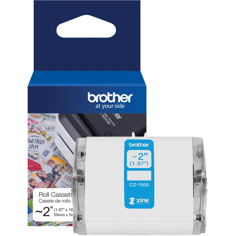 Brother Genuine CZ-1005 continuous length ~ 2 (1.97") 50 mm wide x 16.4 ft. (5 m) long label roll featuring ZINK Zero Ink technology - Thumbnail 1