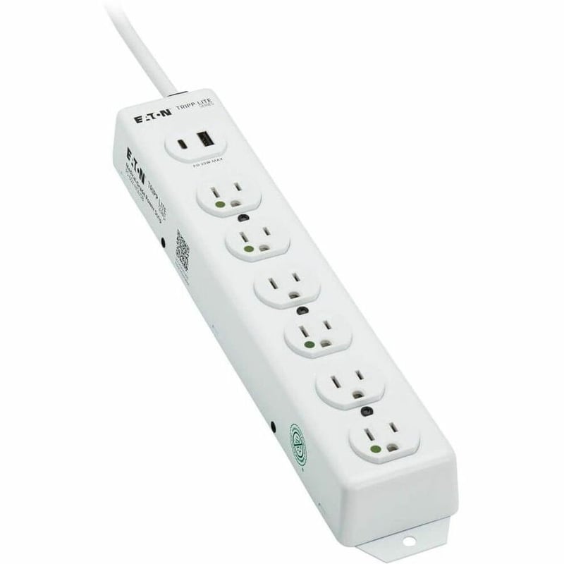 UL 1363 MEDICAL POWER STRIP 6 OUTLETS USB CHARGING 2FT CORD - Thumbnail 1
