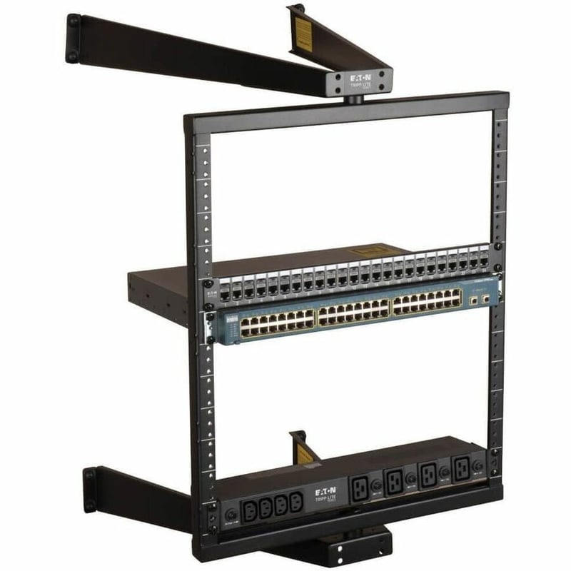 Tripp Lite by Eaton SmartRack 12U Flat-Pack Low-Profile Switch-Depth Wall-Mount Pivoting 2-Post Open Frame Rack - Thumbnail 5