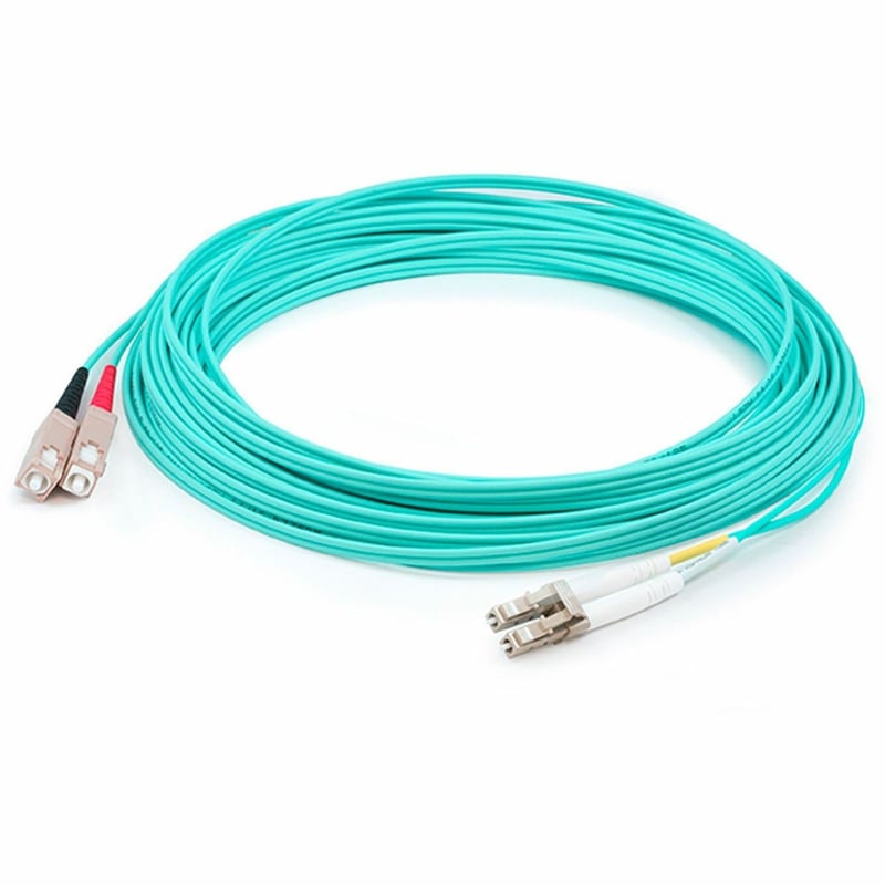 AddOn 47m SC to LC Aqua OM4 Duplex LSZH Fiber Patch Cable