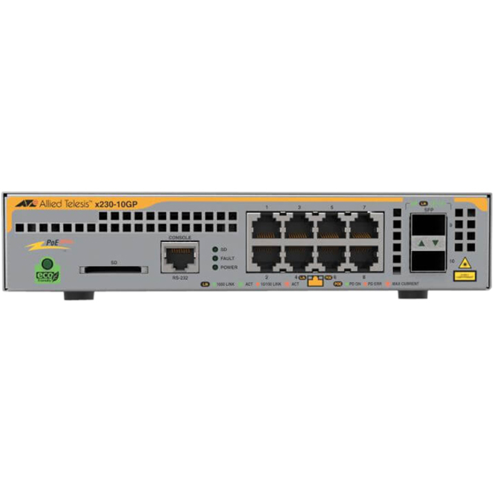 Allied Telesis L3 Switch with 8 x 10/100/1000T PoE Ports and 2 x 100/1000X SFP Ports - Thumbnail 2