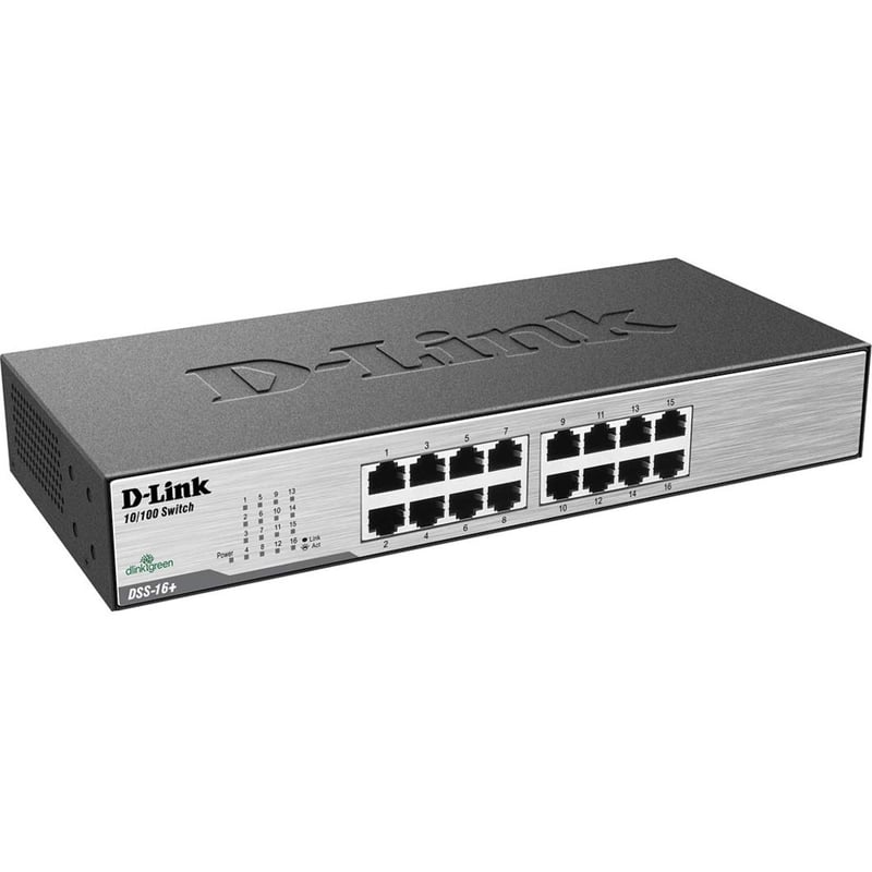 D-Link DSS-16+ 16-Port 10/100 Unmanaged Metal Desktop or Rackmount Switch - Thumbnail 1