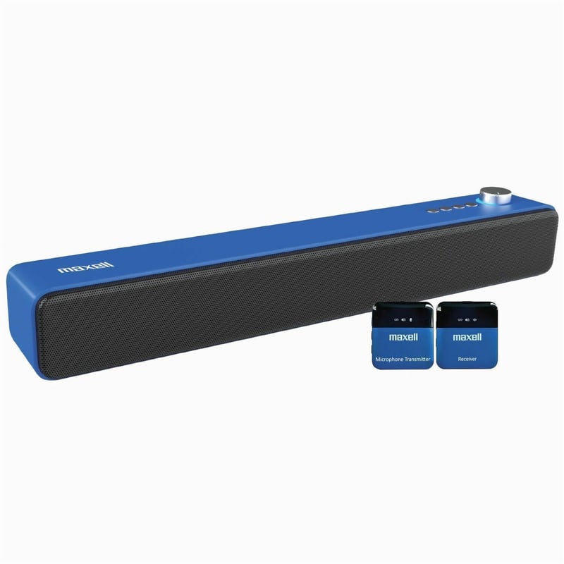 Maxell VAS-1 2.0 Portable Bluetooth Sound Bar Speaker - 3 W RMS - Blue, Black - Thumbnail 1