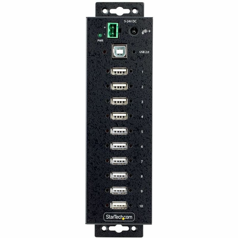 StarTech.com 10-Port Industrial USB 2.0 HUB, Rugged USB Hub w/ESD Level 4 Protection, DIN/Wall/Desk Mountable USB-A Hub, USB Expansion Hub - Thumbnail 4