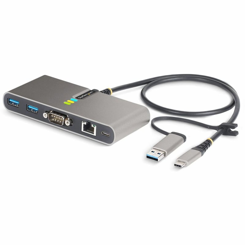 USB-C TO 2-PORT USB 5GBPS TYPE A HUB GB ETHERNET RS232 SERIAL - Thumbnail 1