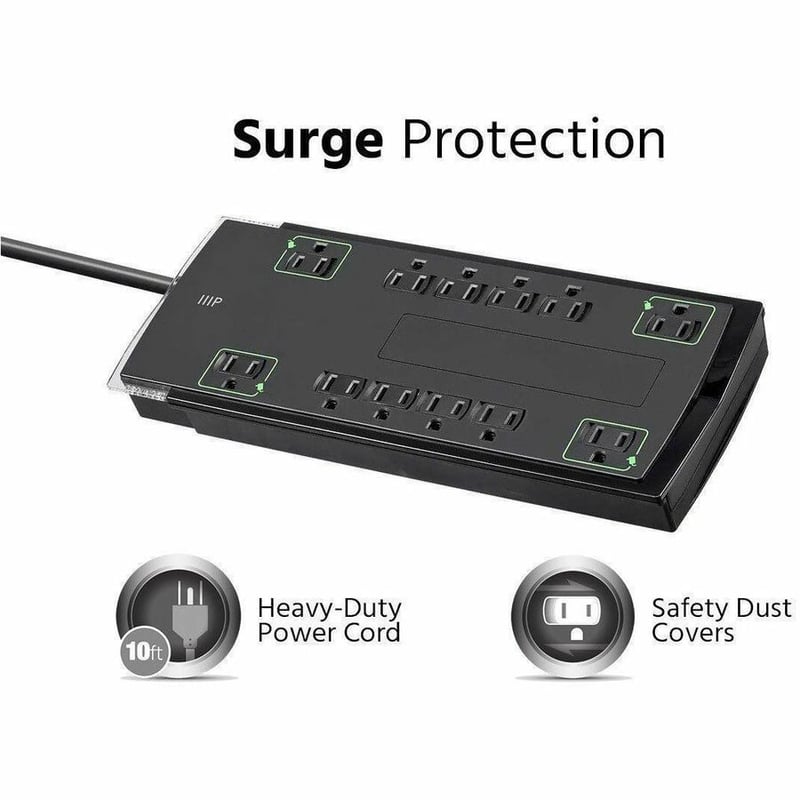 SLIM SURGE PROTECTOR 10FT - 12 OUTLET - Thumbnail 2