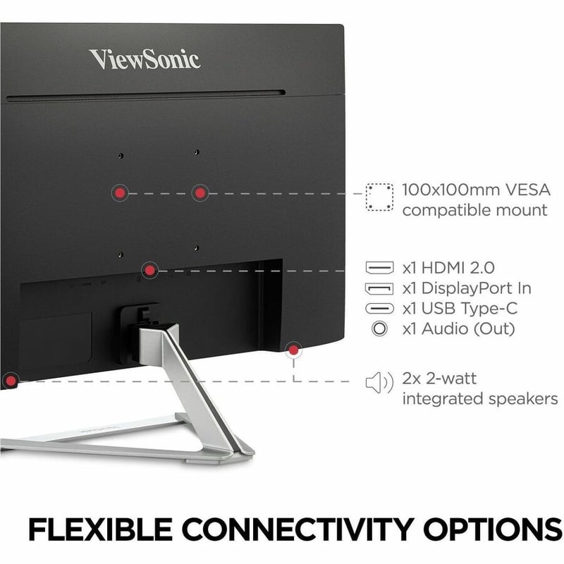 ViewSonic VX2776-4K-MHDU 27 Inch 4K IPS Monitor with Ultra HD Resolution, 65W USB C, HDR10 Content Support, Thin Bezels, HDMI and DisplayPort