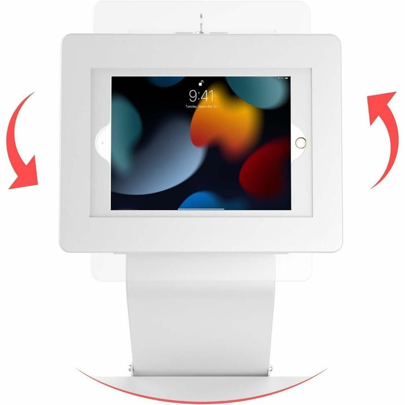 CTA Digital Premium Locking Floor Stand Kiosk with Universal Security Enclosure, Keyboard Tray, and Storage Compartment (White) - Thumbnail 3