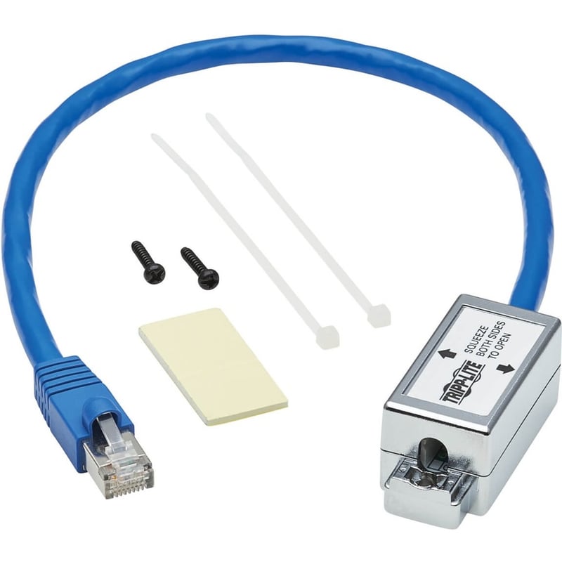 Tripp Lite by Eaton Cat6a Junction Box Cable Assembly - Surface Mount Shielded PoE+ RJ45/110 Punchdown 18-in. (45.72 cm) Blue