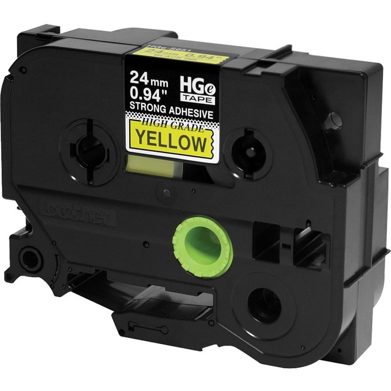 Brother HGES6515PK Black on Yellow Extra-Strength Adhesive Label Tape - Thumbnail 3
