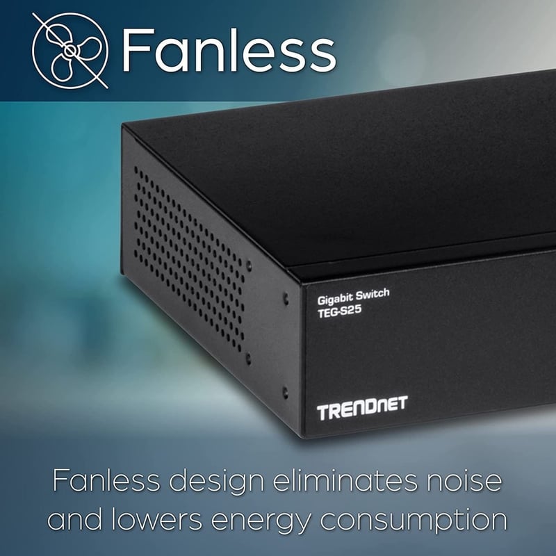 TRENDnet 24-Port Gigabit Switch, TEG-S25, 24 x Gigabit RJ-45 Ports, 48Gbps Switching Capacity, Fanless Design, Metal Enclosure, Internal Power Supply, Lifetime Protection, Black - Thumbnail 4