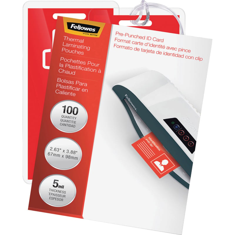 Fellowes Punched ID Card Glossy Thermal Laminating Pouches - Thumbnail 1