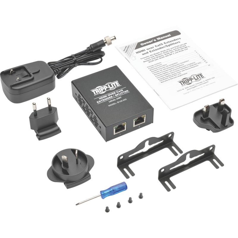 Tripp Lite by Eaton 2-Port HDMI over Cat5/6 Extender/Splitter, Box-Style Transmitter, Video/Audio, 1080/60p up to 150ft, Intl Power Supply - Thumbnail 2