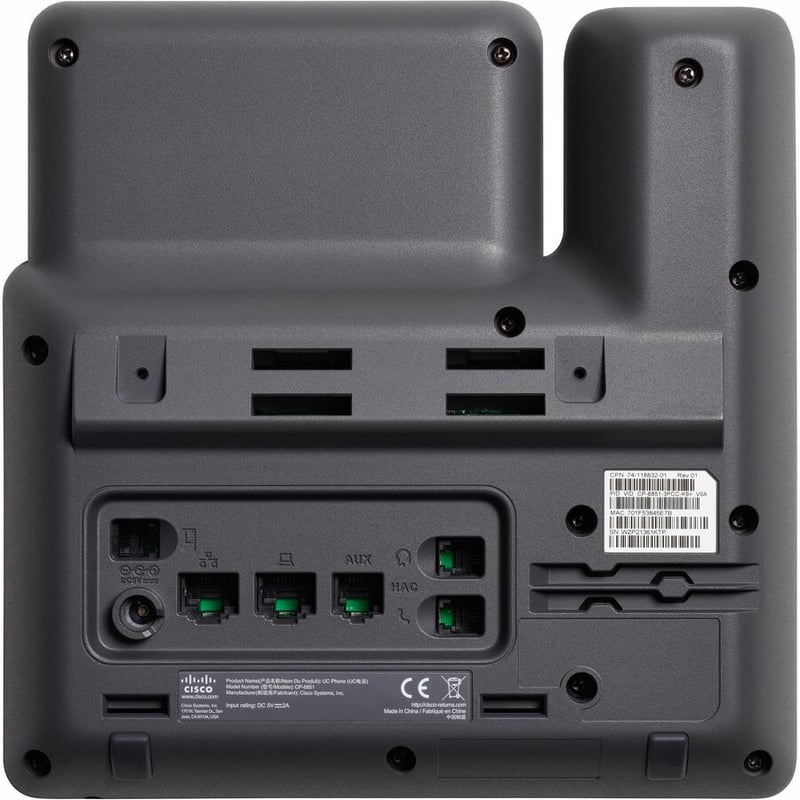 Cisco 6851 IP Phone - Corded - Corded - Wall Mountable, Desktop - Charcoal - Thumbnail 3
