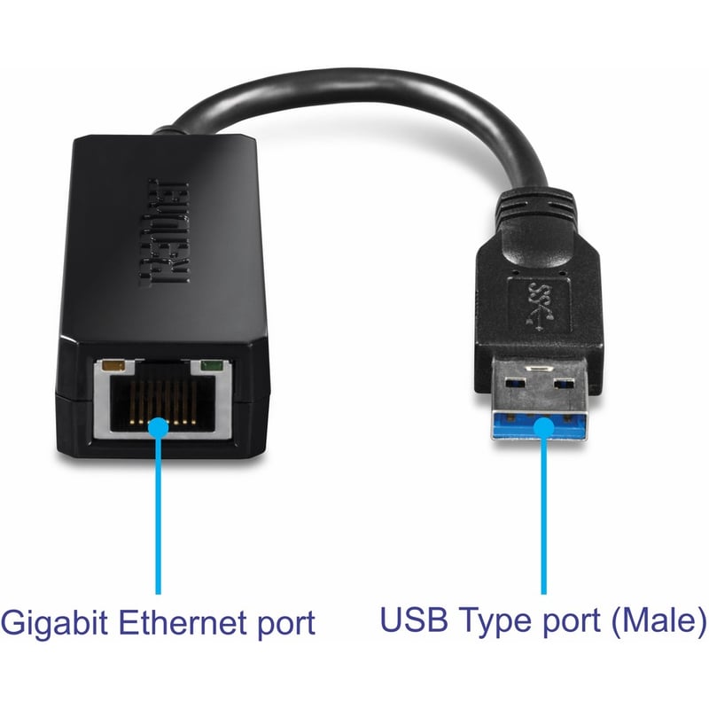 TRENDnet USB 3.0 To Gigabit Ethernet Adapter, Full Duplex 2Gbps Ethernet Speeds, Up To 1Gbps, USB-A, Windows & Mac Compatibility, USB Powered, Simple Setup, Black, TU3-ETG - Thumbnail 5