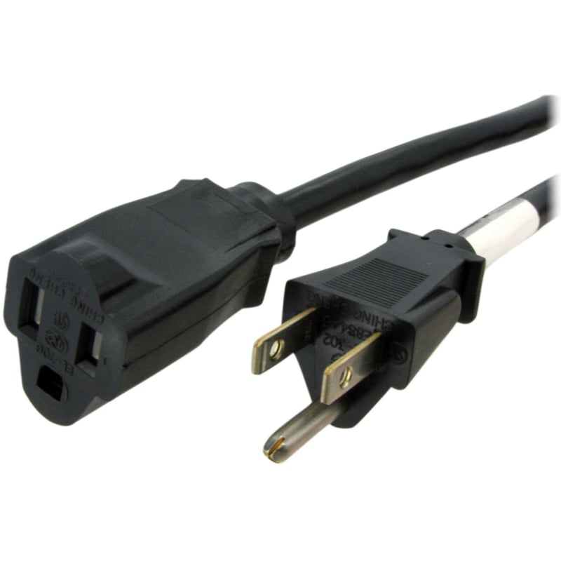 StarTech.com 10ft (3m) Heavy Duty Extension Cord, NEMA5-15R to NEMA5-15P Black Extension Cord, 15A 125V, 14AWG, Heavy Gauge Power Cable - Thumbnail 1