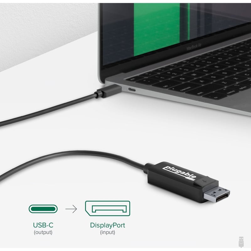 Plugable USB C to DisplayPort Adapter - 6ft (1.8m) Adapter Cable - Thumbnail 5
