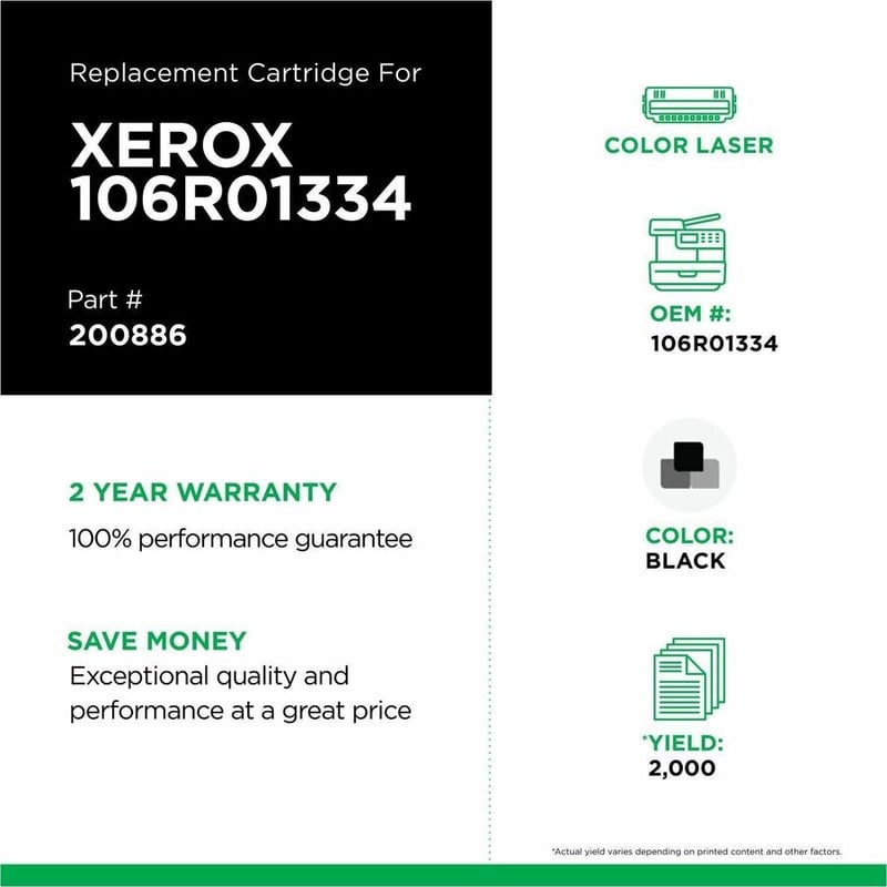 Clover Imaging Non-OEM New Black Toner Cartridge for Xerox 106R01334 - Thumbnail 2
