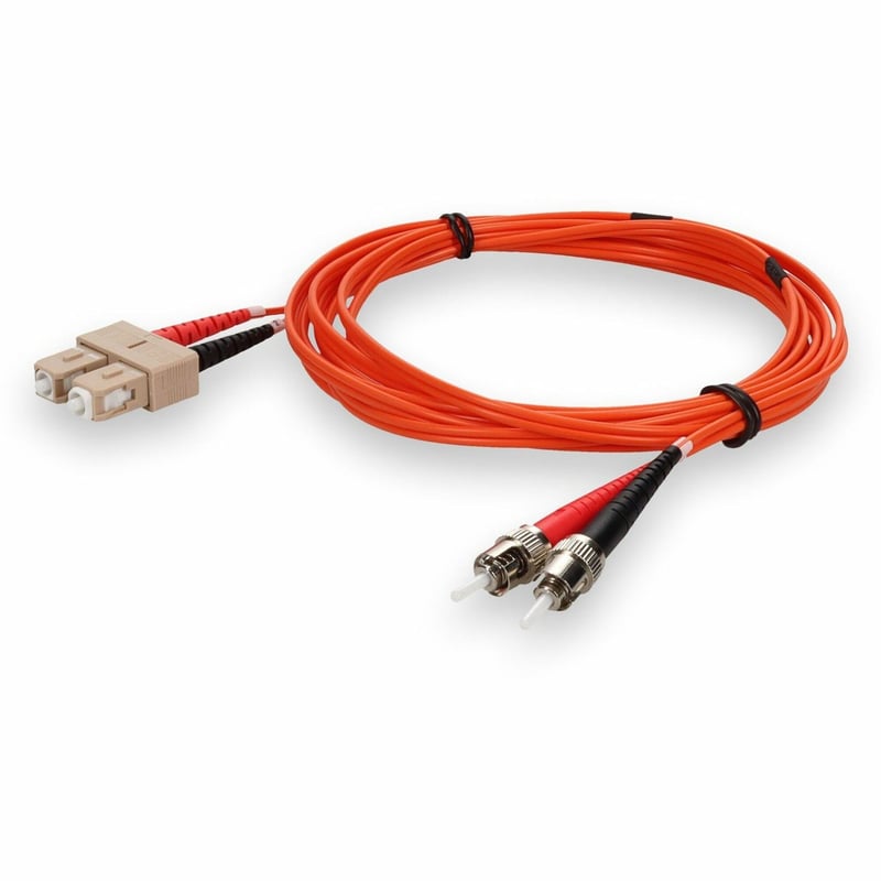 AddOn 2m ST to SC Orange OM1 Duplex OFNR (Riser-Rated) TAA MMF Fiber Patch Cable - Thumbnail 1