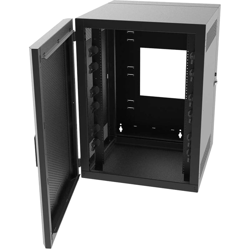 C2G 26RU Swing-Out Wall-Mount Cabinet with Perforated Door-Black-TAA - Thumbnail 2