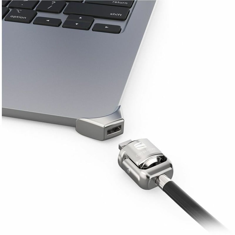LEDGE LOCK ADAPTER FOR MACBOOK AIR 15IN M2-M4 WITH KEYED CABLE LOCK SILVER - Thumbnail 1